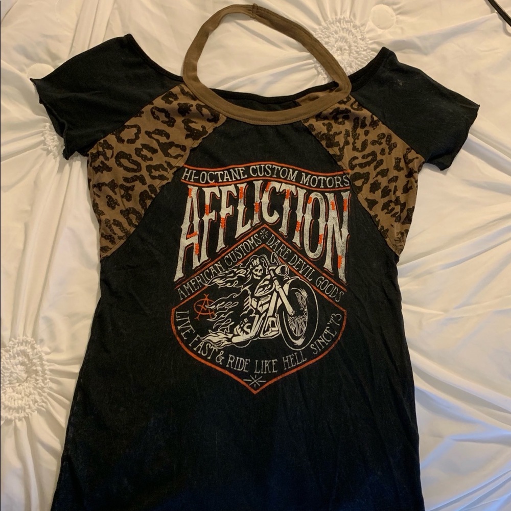 Cheetah and Distressed Affliction Shirt